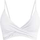 Women's Twist Front V Neck Bikini Top Padded Adjustable Spaghetti Straps Bathing Suit Tops Only (XL)