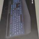 SABLUTE K21 Pro Large Print Backlit Keyboard, Wired USB Computer Keyboards with 7-Colors Backlight, Wrist Rest, Phone Holder, Oversized Letter Keys Easy to See and Type for Laptop, PC, Windows, Black