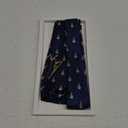 Festival Christmas Tie and Pocket Square with Tie Clip and lapel pin Set (Navy Blue7)