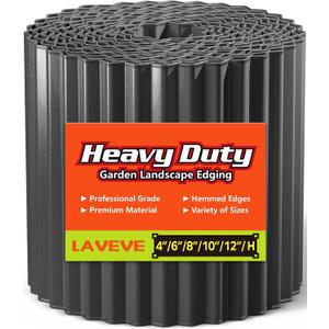 LAVEVE Corrugated Metal Garden Edging 6" x 20Ft, Landscape Edging Border for Lawn, Flower Bed, Garden Fence, Paver Edging (Graphite)