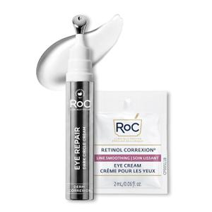 RoC Derm Correxion Retinol Eye Repair Dark Circle Cream Treatment with Niacinamide, Resveratrol, Proxygen for puffy eyes, wrinkles, and crow's feet with Line Smoothing Eye Packette