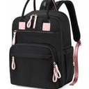 18 Pockets Diaper Bag Backpack with Waterproof Pockets and Stroller Buckle, Convertible Tote Bag (Black, Large)