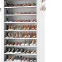 ROJASOP Shoe Rack with Covers 10 Tier Large Shoe Organizer Tall Shoe Closet Storage for 50-55 Pairs Shoe and Boot, Free Standing Shoe Rack Organizer for Closet, Entryway, Bedroom, White