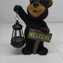 Juegoal Garden Bear Statue with Solar LED Lantern, Luminous Welcome Sign, Gifts for Mom Yard Art, Whimsical Figurine Large Sculpture Lighted Outdoor Mother's Day Spring Decorations for Lawn, Porch