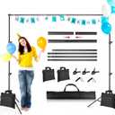 Backdrop Stand 6.5x10ft, Photo Video Studio Adjustable Backdrop Stand for Parties, Wedding, Photography, Advertising Display