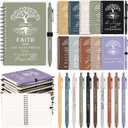 Kosiz 20 Pcs Fathers Day Church Gift Bulk for Men, Motivational Christian Prayer Journal Bible Verse A6 Spiral Notebook with Ballpoint Religious Gift for Pastor Coworkers Teachers (Neutral Color)