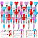 CZWZ 30Pcs Mini Multicolor Pen in One 4-in-1 Cute Pens Bulk for Kids, Ballpoint Pens for Birthdays and Children's Parties, Fun Pens Gifts Assorted Ink Kawaii Pen(Heart and Flower)