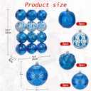 Hollyone 3.15"/80mm Blue Christmas Ball Ornaments 12 Pcs Shatterproof Christmas Tree Relief Ornament Set Large Hanging Balls for Xmas Wedding Holiday Wreath Home Decorations