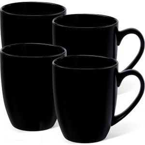 Urbanstrive 16 oz Large Coffee Mugs Set of 4 Ceramic Coffee Mug White Coffee Cups Tea Cups Idea Gift for Women Men House Warming Gifts New Home Office, Black 4 Pack