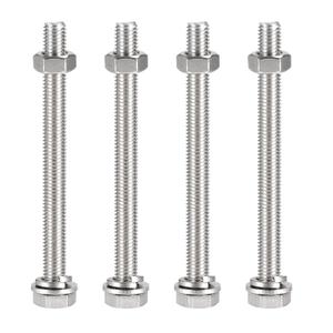 uxcell M10 x 120mm Hex Head Screws Bolts, Nuts, Flat & Lock Washers Kits, 304 Stainless Steel Fully Thread Hexagon Bolts 4 Sets