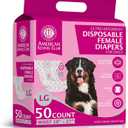 American Kennel Club Female Dog Wrap, Disposable Diapers with Wetness Indicator (L  Low Tail (1827 in), 50, Count)