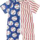 Toddler Baby Boy Summer Swimsuit Baseball Zipper Rash Guard Swimwear Short Sleeve Crewneck Bathing Suit Sunsuit (18-24 Months, Blue)