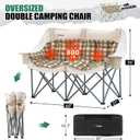 Double Camping Chair, Oversized 2 Person Camp Chairs with Cup Holders Side & Backrest Mesh Pockets Padded Loveseat Camping Chair Foldable for Outdoor Lawn Backyard Beach Support 800LB