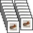 Memory Island 12x12 with 8x8 Photo Frames for Wall and Tabletop Display, 12 by 12 Black Picture Frames with HD Plexiglass, Set of 15