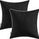 MIULEE Pack of 2 Outdoor Waterproof Pillow Covers - Decorative Farmhouse Square Solid Color for Patio, Tent, Bed, Sofa, Living Room - 40 * 40 * 2 Black