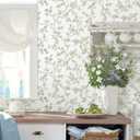 Orainege Vintage Floral Wallpaper Peel and Stick Wallpaper 16.9in118.1in Green and White Floral Contact Paper Flowers Birds Self Adhesive Decorative Wall Paper for Bathroom Bedroom Cabinets Removable
