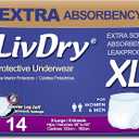 LivDry Adult XL Incontinence Underwear, Extra Absorbency Adult Diapers, Leak Protection, X-Large, 14-Pack