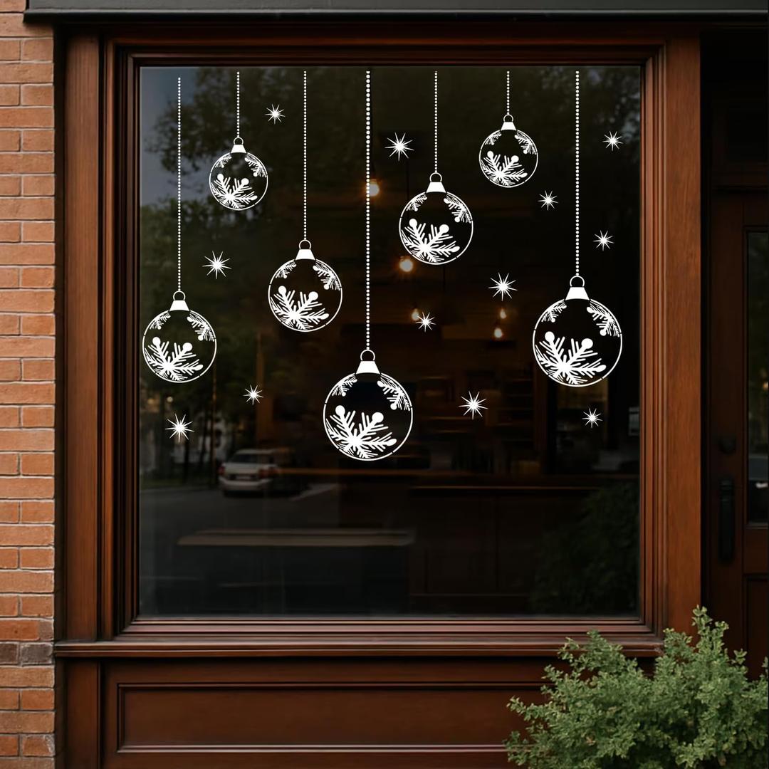 Christmas Stencils for Crafts Reusable Large Christmas Window Stencil Snowflake Bauble Stencils Templates for Window Glass Wall Holiday Decor