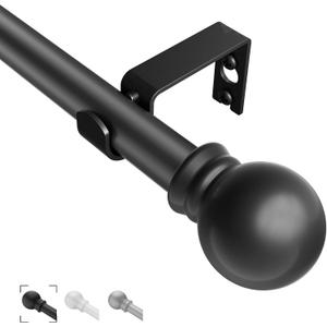 Black Curtain Rods for Windows 36"- 48", Decorative Drapery Rod Adjustable by Splicing, 5/8 inch Small Curtain Rod for Bedroom, Living Room, Kitchen and Outdoors