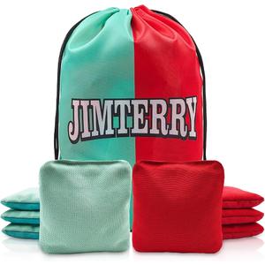 JIMTERRY Professional Cornhole Bags Set of 8 Dual Sided Corn Holes Bags Double Sided Regulation Slick and Stick Corn Hole Bean Bags for Pro Corn Hole Game