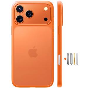 TORRAS Shockproof for iPhone 17 Pro Max Case with Camera Control Button, [12FT Military Grade Drop Protection] Enhanced Grip & Soft Touch Translucent 17 Pro Max Case with DIY Buttons, Neon Orange