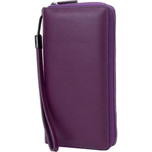 Rfid Blocking Purses for Women Real Leather Zip Around Large Travel Mobile Phone Ladies Long Money Purses Wallet, 17 Card Slots