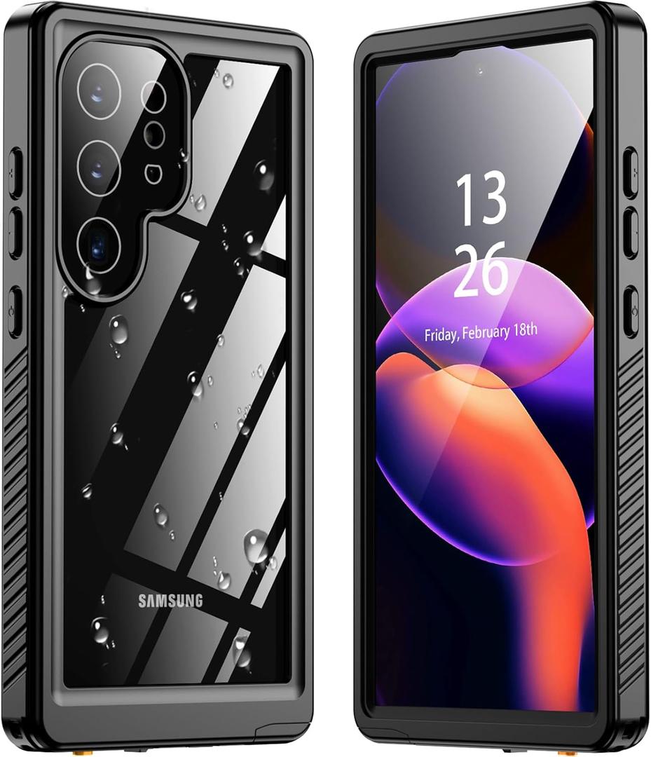 ANTSHARE for Samsung Galaxy S24 Ultra Case Waterproof, Built-in Lens & Screen Protector 360 Full Body Heavy Duty Protective Shockproof IP68 Underwater Case for Galaxy S24 Ultra (2024) 5G - Black