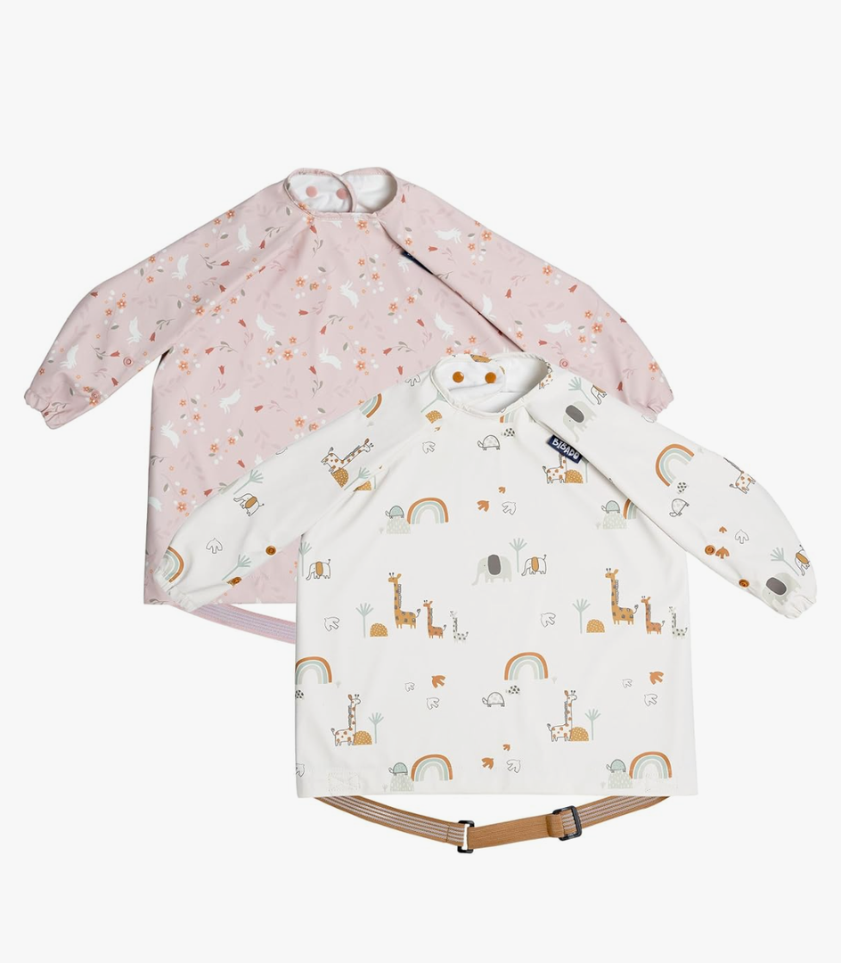 BIBaDO - Long Sleeve Baby Bibs - Babies & Toddlers 6-36 Months - Coverall Baby Led Weaning Bib - Easy Wipe, Soft & Waterproof