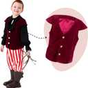GRAJTCIN Boys Medieval Renaissance Vest Costume Pirate Costume Kids Halloween Gothic Viking Steampunk Waistcoat (4-6Y, Red)