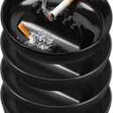 Ash Tray Outdoor Ashtray for PatioHomeOffice Use,Cool Plastic Ashtrays for Cigarettes, Home Ashtrays With 5 Cigarette Ports,ashtray for outside-4 Pack Black