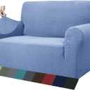 ZNSAYOTX 1 Piece Jacquard Couch Covers for 2 Cushion Couch High Stretch Loveseat Slipcover for Pets Dogs Anti Slip Love Seat Sofa Slipcover Furniture Protector (Medium, Light Blue) (Medium (55"-69"), Dusty Bluesee Picture)