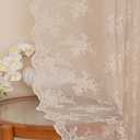 MEETSKY Beige Lace Curtains 63 Inches Length, Lace Sheer Curtains for Bed Room, Floral Vintage Light Filtering Short Curtains for Girls Room Princess Room, Lace Drapes 2 Panels, Each Panel 50W x 63L