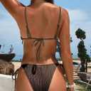 BIKINX Sexy Bikini Sets for Women Seashell Halter Tie Back Two Piece Swimsuit Color Block Triangle Bathing Suit M