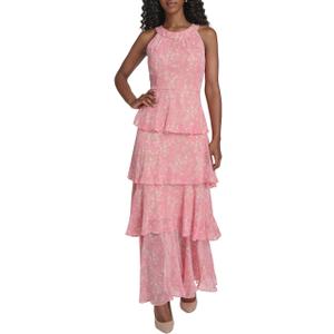 Tommy Hilfiger Women's Sleeveless Halter Neck Tiered Skirt Maxi Dress