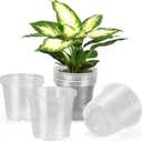 6 Inch Large Clear Nursery Pots with Drainage, 20 Pack Plastic Pots for Plants, Ideal Seedling Pots and Plant Pots for Vegetables, Orchids, Aloe, Indoor Outdoor Use (6 inch-20 Pack)