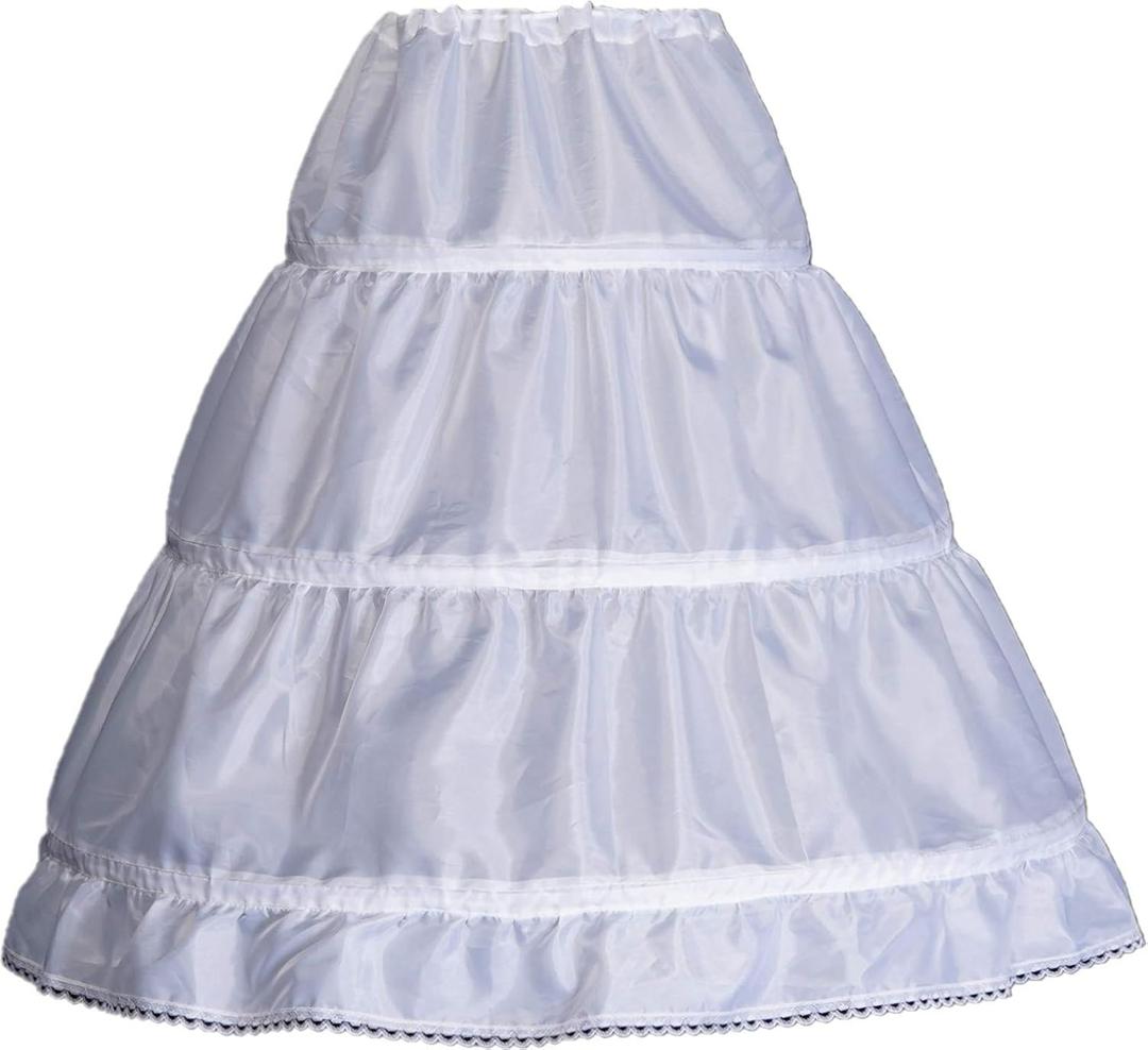 Girls' 1 2 3 Hoops Petticoat Full Slips Flower Girls Crinoline Skirts Ball Gowns 12-14 Year Old