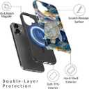 DorisMax for iPhone 16 Case - Wireless Charging Compatible - Dual-Layer Hard Shell + Silicone Cover - Shockproof Protective Phone Case with Stylish Designs for Women - Abstract Sea Turtle