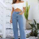 ETTELO Womens Jeans High Waisted Straight Leg Loose Stretchy Lightweight Tummy Control Trendy Jeans for Women 2025 (Blue)