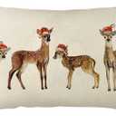 Ogiselestyle Watercolor Christmas Reindeer Throw Pillow Covers, 12 x 20 Inch Christmas Hat Winter Holiday Cushion Case for Sofa Couch