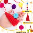 VitalCozy 24 Pcs 118 ft Cinco De Mayo Garland Yarn Mexican Pom Pom Garland Decorations Colorful Mexican Tassel Party Decoration Fiesta Rainbow Hanging Strand Fiesta Party Decor Wool Ball Decor