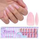 BTArtbox XCOATTIPS Natural Nail Tips - Matte Medium Almond Press On Nails Pink, Long Lasting Soft Gel Nails False Nail, Soak Off Acrylic Fake Nails Extensions for Nail Art DIY Women