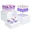 PITBVO Buffet Risers, Food Display Risers for Party, White Acrylic Risers Display Stand for Buffet Table, Catering Displays for Dessert, Cube Box Nesting Riser with Hollow Bottoms (6"x7"x8" 3PCS), White