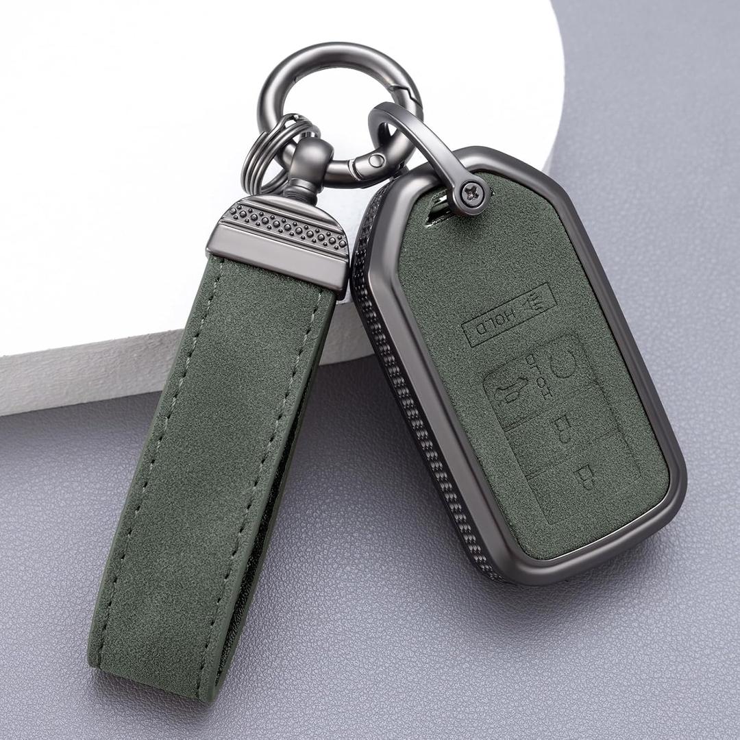 YO&YOYE Compatible with Honda Key Fob Cover with Keychain Leather Key Case Protector for Honda Accord Civic CRV Pilot HRV Odyssey Ridgeline Passport (Green)