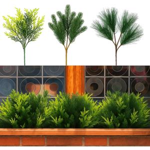 Suncalla 24 Pcs Christmas Artificial Cedar Plant Flower Outdoor 15" Winter Faux Evergreen Plants Christmas Window Box Filler Fake Greenery Pine Branches Stems for Home Garden Path Decorations