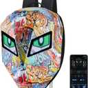 Motorcycle Backpacks for Men, LED Motorcycle Backpack With Full Color Screen, Large Capacity Laptop Backpack, Hard Shell Waterproof Helmet Bag (Graffiti)