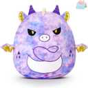 Glow Guards Original 12" Purple Tie-Dye Dragon Plush Pillow - Cute Stuffed Animal Soft Toy Dinosaur - Birthday Gift for Boys Girls Kids, The Angry Dragon