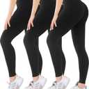 Blisset 3 Pack High Waisted Leggings for Women-Soft Athletic Tummy Control Pants for Running Yoga Workout Reg & Plus Size (Large-X-Large)