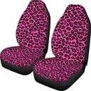 UNICEU Chic Pink Leopard Animal Print Fashion Car Seat Covers for Women,Universal Auto Bucket Front Seat Protectors for Cars,SUV,Truck