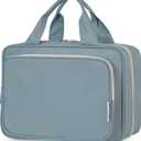 Narwey Hanging Toiletry Bag for Women Travel Makeup Bag Organizer Toiletries Bag for Travel Size Essentials Accessories Cosmetics (Greyish Blue (Medium))