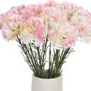 Vintage Pink Artificial Carnation Flowers - 12PCS Fake Silk Carnations for Home Decor, Wedding Bridal Bouquet, Anniversary, Birthday Floral Arrangements